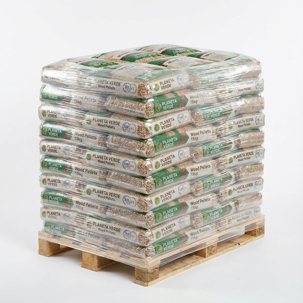Palet de pellets PLANETA VERDE 990kg certificación DIN ENplus A1